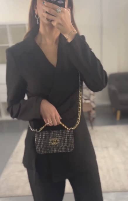 Chanel Black Tweed 19 WOC Bag