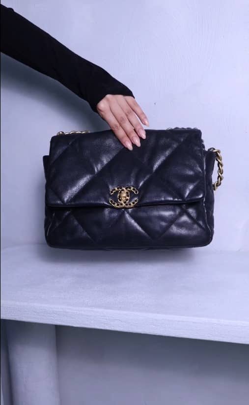 Chanel Black Quilted Leather CC Chain Link 19 Flap Bag