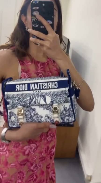 Dior Navy Blue/White Embroidery Canvas Diorcamp Bag