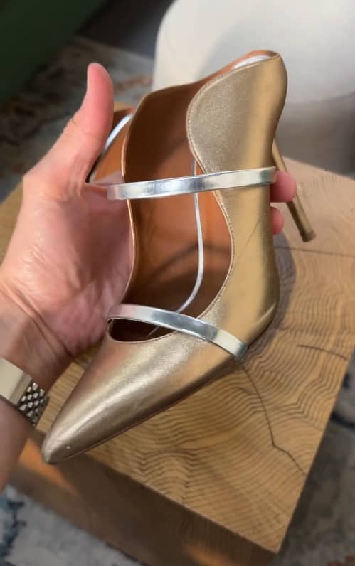 Malone Souliers Metallic Leather Maureen Pointed Toe Mules Size 38