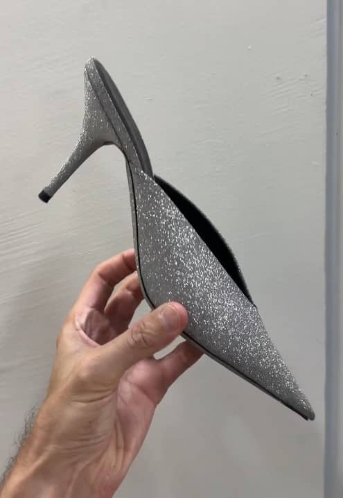 Balenciaga Silver Glitter Knife Mules Size 39