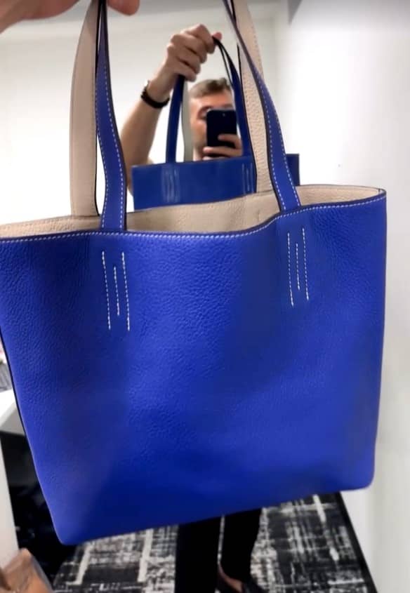 Hermes Blue Electric Beton Taurillon Clemence Double Sense 28 Handbag