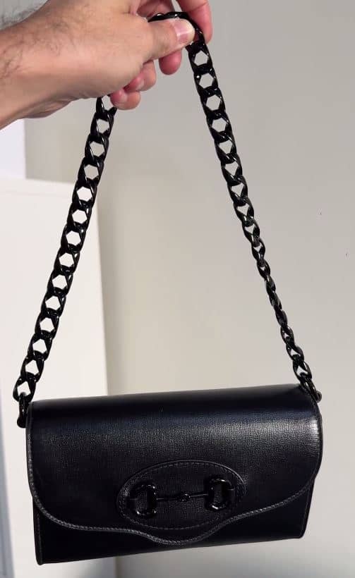 Gucci Black Leather Mini Monochrome Horsebit 1955 Shoulder Bag