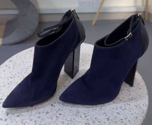 Jimmy Choo Midnight Blue/Black Suede and Leather Vanish Ankle-Strap Booties Size 36