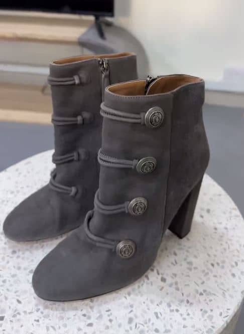 Aquazzura Grey Suede Detail Ankle Boots Size 37