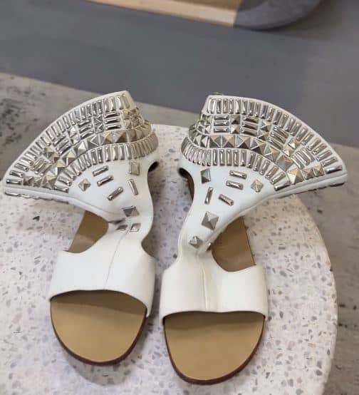 Giuseppe Zanotti White Leather Bootie Napa Blanco Flat Sandals Size 38