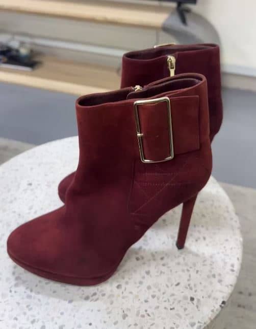 Dior Brown Suede Buckle Detail Ankle Booties Size 37.5