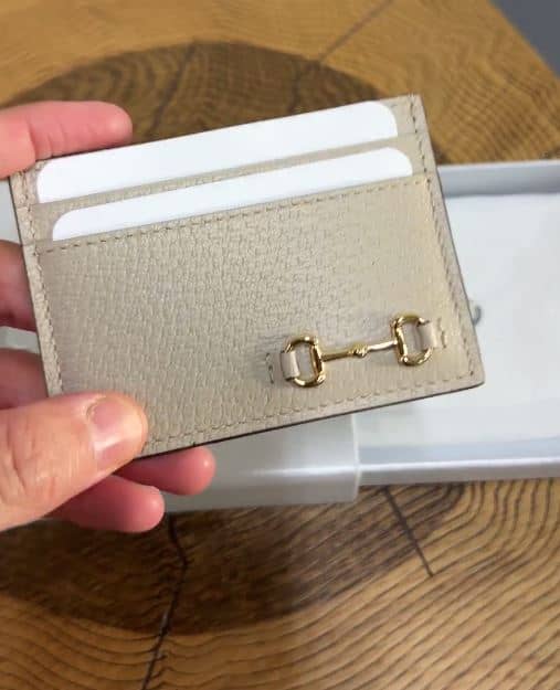 Gucci Light Beige Leather Horsebit Card Case