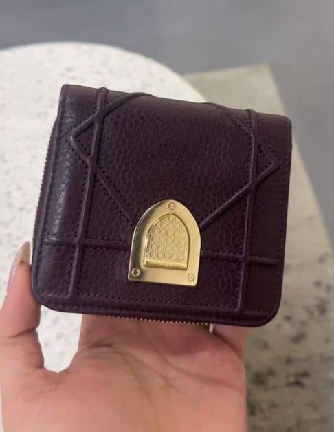 Dior Burgundy Leather Diorama Zip Compact Wallet