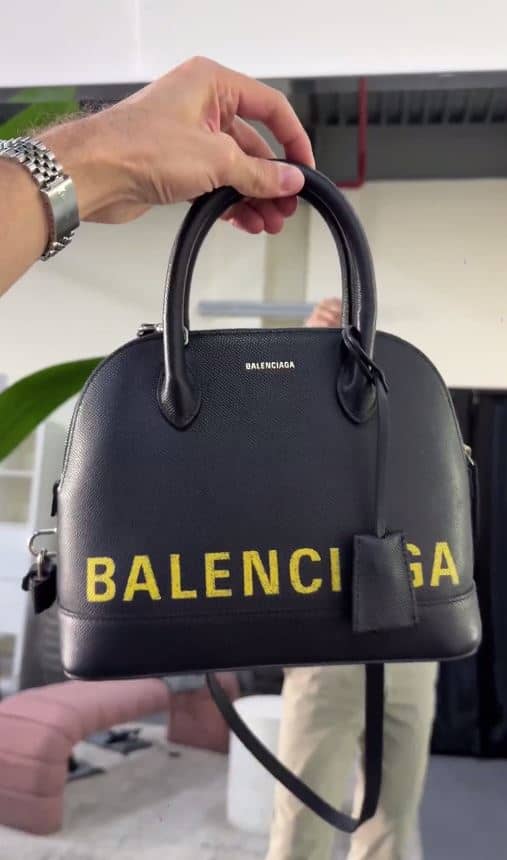 Balenciaga Navy Blue Leather Small Ville Bag