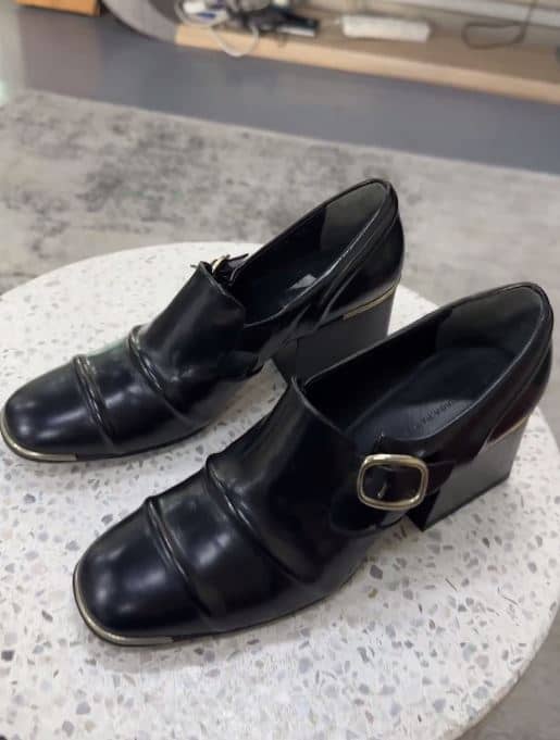 Balenciaga Black Leather Loafer Pumps Size 36