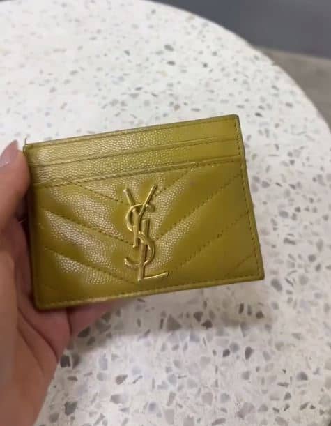 Saint Laurent Yellow Matelassé Leather Cassandre Card Holder