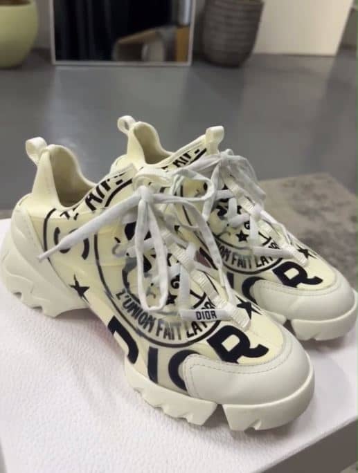 Dior Off White Union Print Neoprene and Rubber D-Connect Sneakers Size 38.5