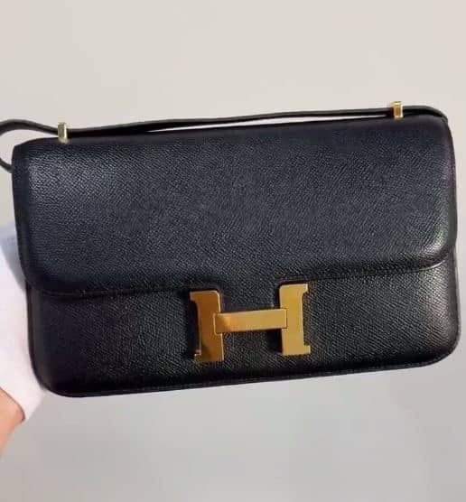 Hermes Black Epsom Leather Constance Elan Bag