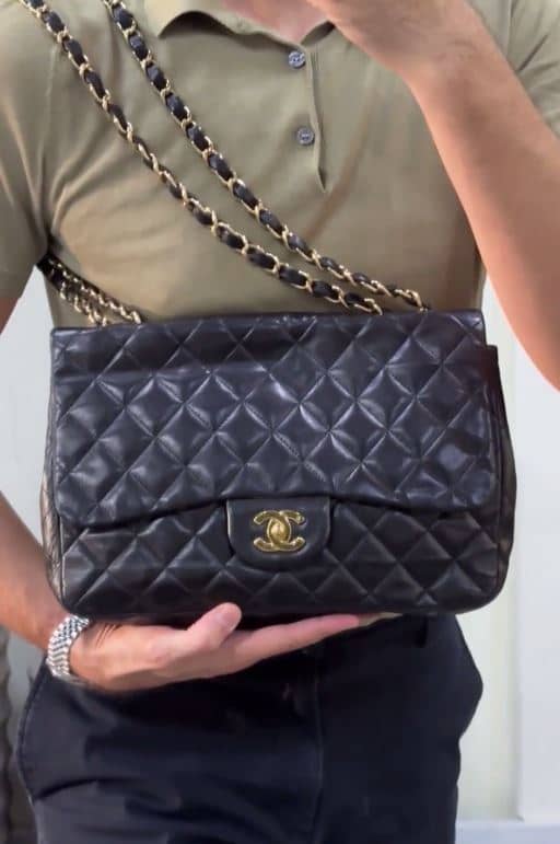 Chanel Black Quilted Leather Jumbo Classic Single Flap Bag