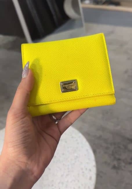 Dolce & Gabbana Yellow Leather Trifold Compact Wallet