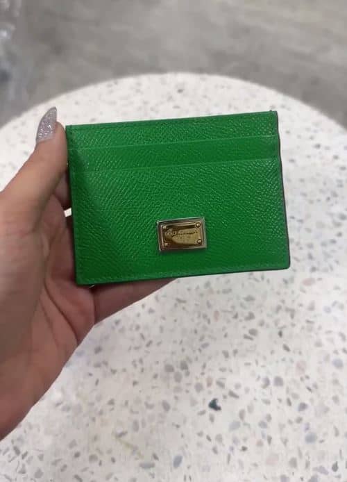 Dolce & Gabbana Green Leather Card Holder