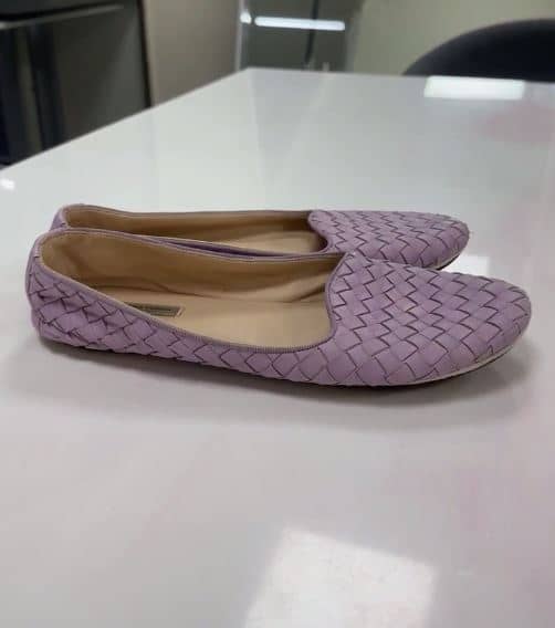 Bottega Veneta Lilac Intrecciato Leather Smoking Slippers Size 36.5